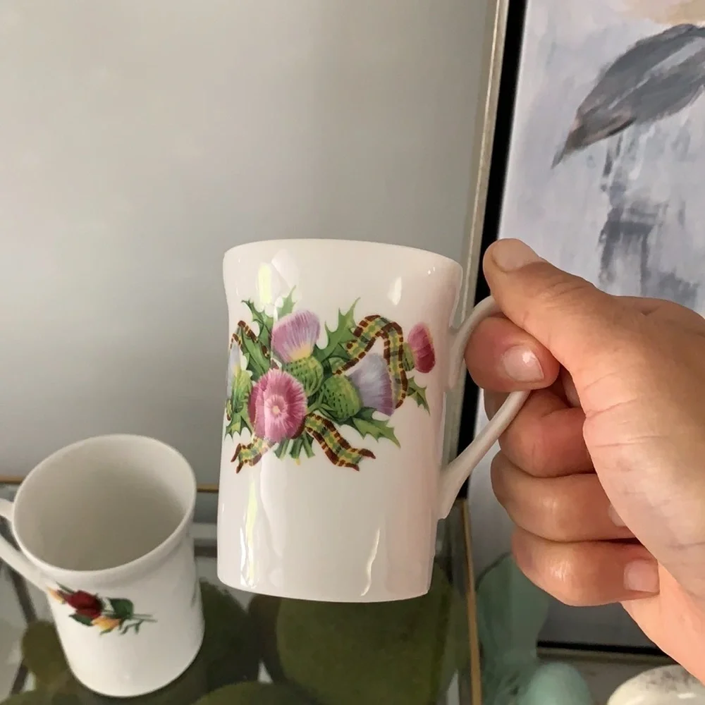 Set of 2 China‎ Tea Coffee Mug royal london bone England mugs floral Victorian
